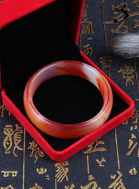 民族风加宽鸡血玉翡翠玛瑙手镯