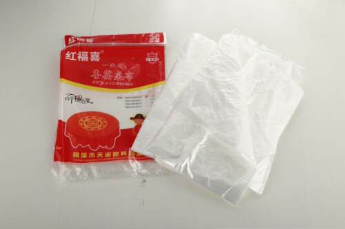 一次性桌布加厚仿丝绸特厚塑料桌布白色红色加大圆桌方桌台布包邮 - 图1