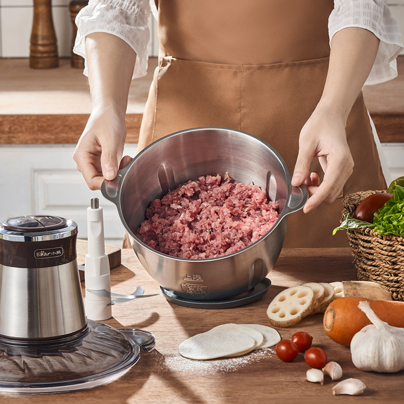 小熊绞肉机家用电动全自动大容量碎肉绞菜切菜馅小型不锈钢搅拌机-图0