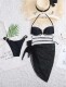 European and American sexy swimsuit black three-piece set