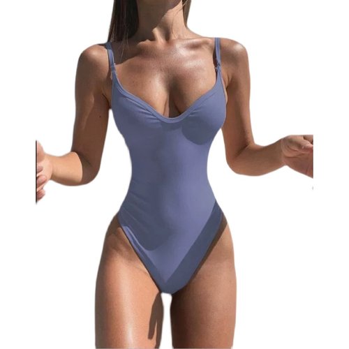 温泉泳装露背性感连体泳衣一体式高叉显瘦比基尼欧美沙滩swimsuit - 图3