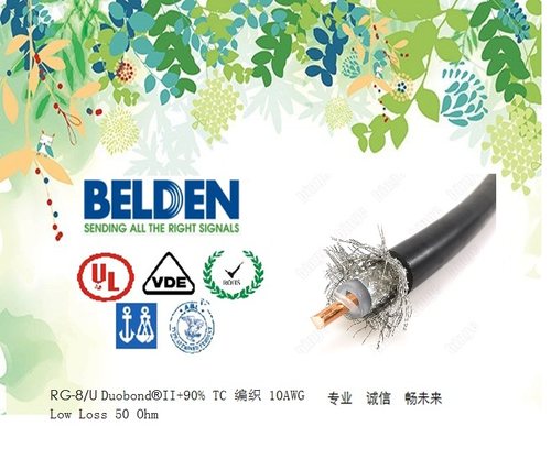 Belden百通9913高频低损同轴电缆多重屏蔽LMR400实芯铜50欧RG8-图1