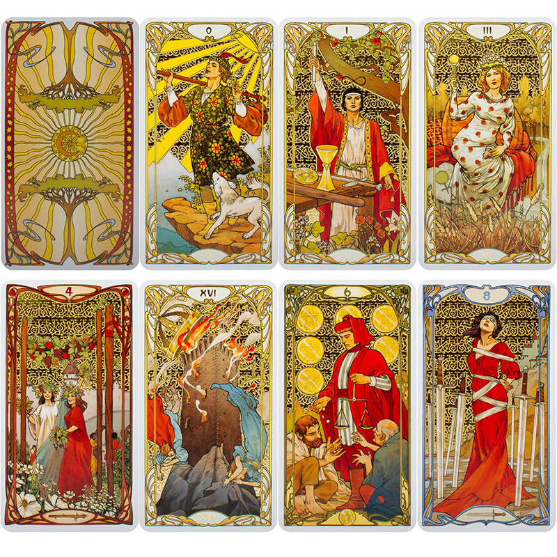 进口正版Golden Art Nouveau Tarot金色艺术韦特卡罗牌卡塔牌罗塔 - 图0