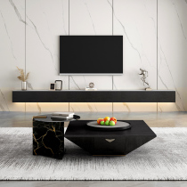 Solid wood suspended TV cabinet wall-mounted Nordic Bedroom small family rock plate Living room Home tea table TV cabinet Composition