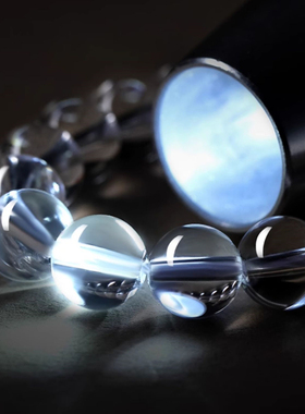 纯天然白水晶手串女款黑曜石海蓝宝招财转运珠情侣手链送女友手饰