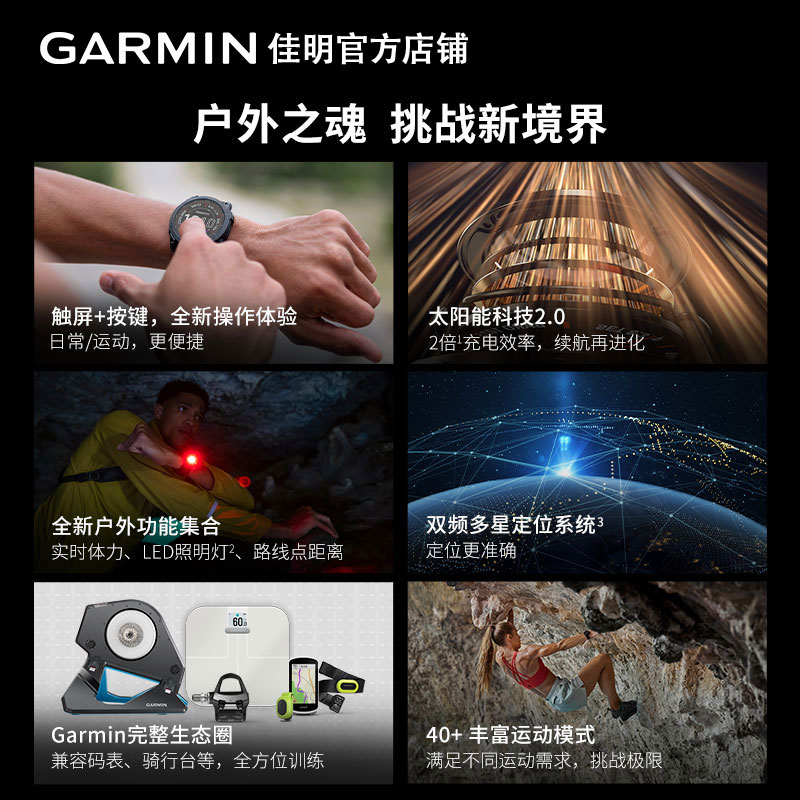 Garmin佳明Fenix7 Pro/7S/7X飞耐时7太阳能充电血氧跑步防水北斗户外运动智能手表官方旗舰正品 - 图1