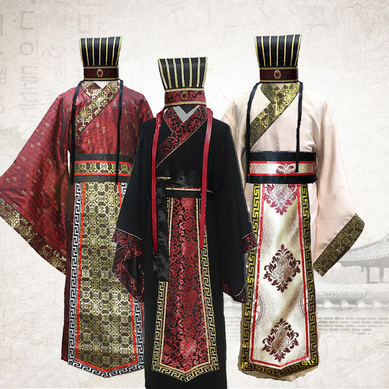 古装男汉服直裾古代官员大臣官服谋士秦朝汉朝三国战国演出服戏服_虎窝淘