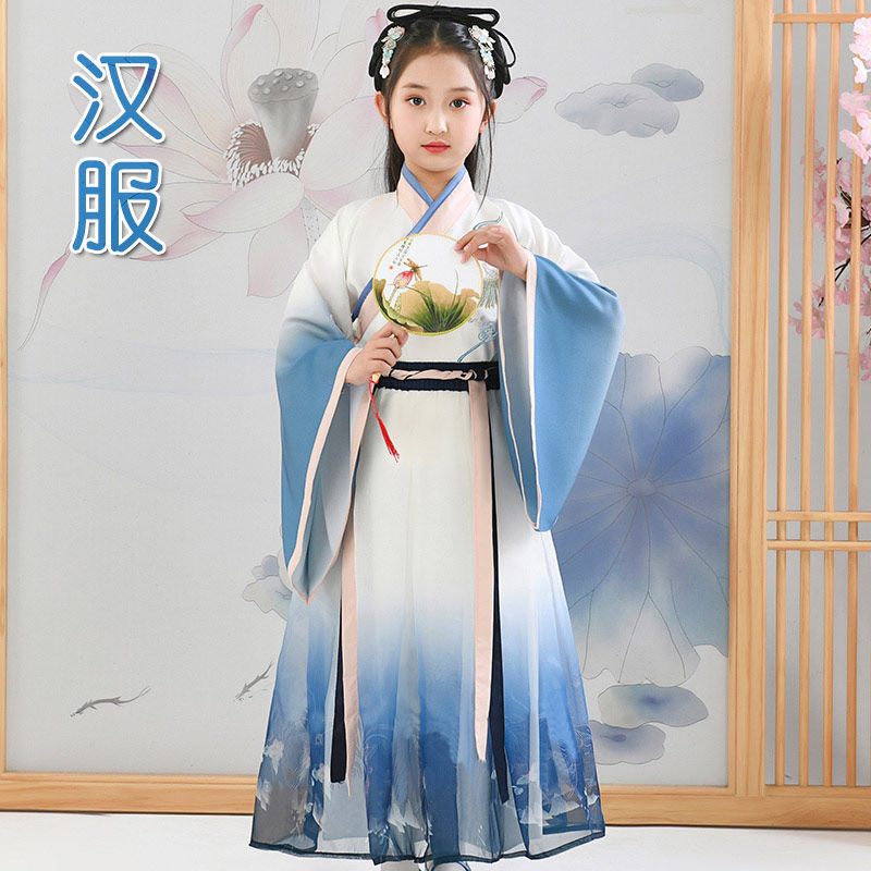 儿童学生古装国学古筝复古长裙汉服 格宣姿汉服