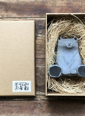 小熊佛系化妆手作田园风民宿摆件