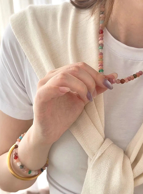 天然多彩宝石多巴胺项链手链女