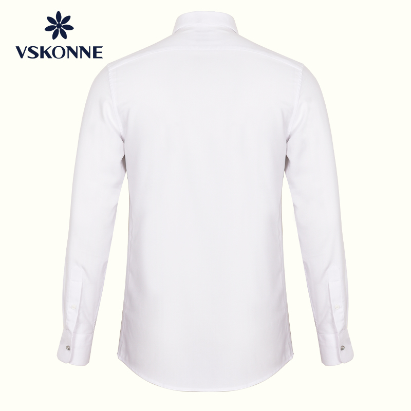 VSKONNE威斯康尼男长袖衬衣修身衬衫商务职业正装纯白色衬衫男-图0
