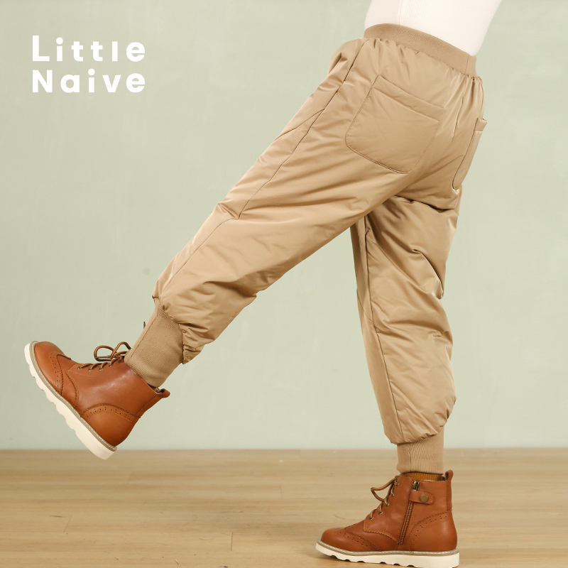LittleNaive小天真冬季新款保暖女童羽绒裤束脚宽松儿童休闲裤 - 图1
