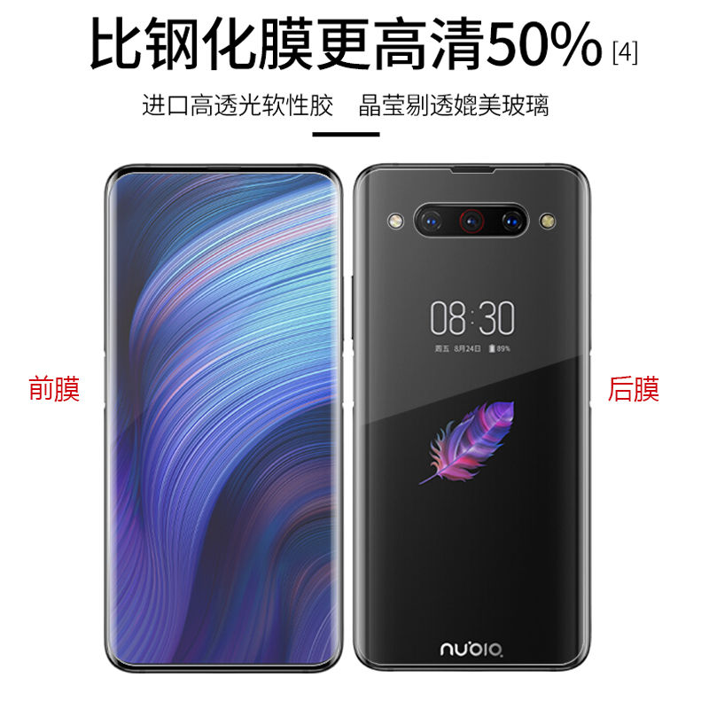 nubia努比亚Z20双面屏手机全屏覆盖水凝膜NX627J软钢化非玻璃防爆防摔前后液态纳米防指纹保护贴膜-图0