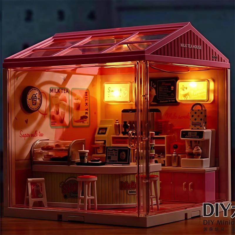超级迷你世界手工diy小屋微缩场景奶茶店儿童积木玩具拼图送女孩,淘宝优惠券,粉丝福利购,淘宝优惠卷
