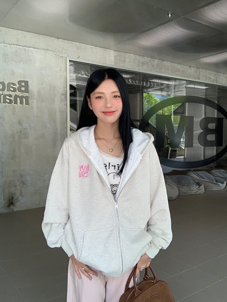 NVPVVA 秋冬彩虹波点内衬拉链帽衫国潮情侣加绒宽松外套