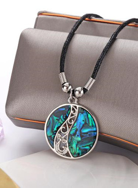 欧美跨境圆形鲍鱼贝贝壳配饰吊坠