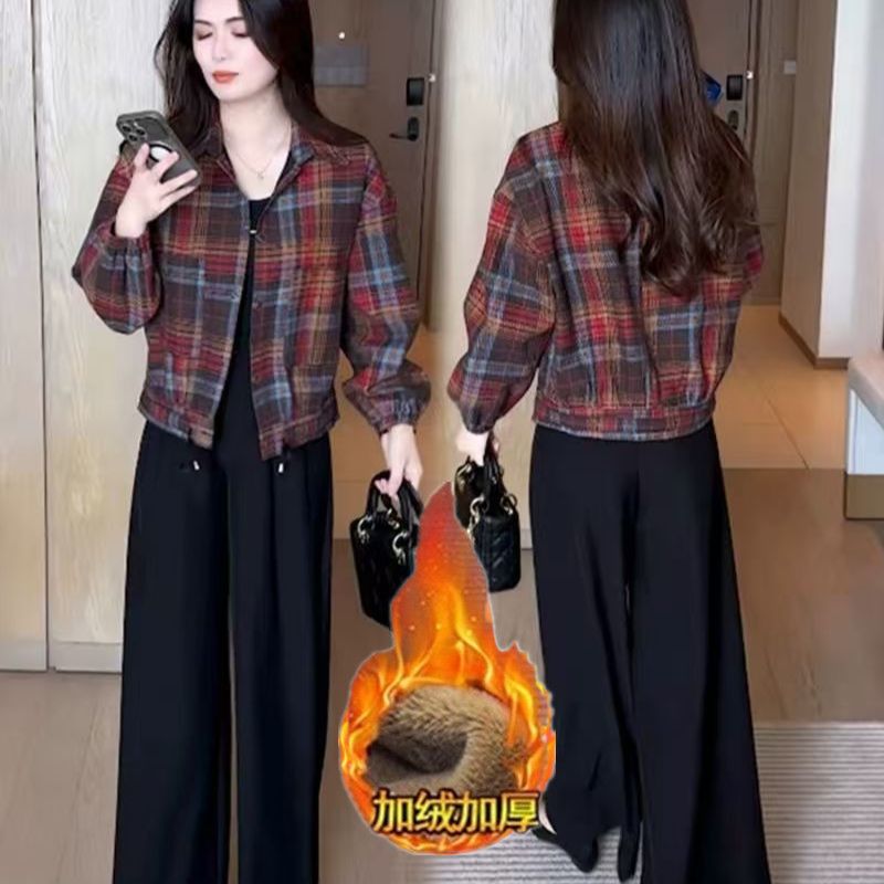 Spring and Autumn 2026 New Fashionable Women's Clothing This Year Fashionable and Versatile Autumn Clothes Short Beautiful Tops Plaid Jackets