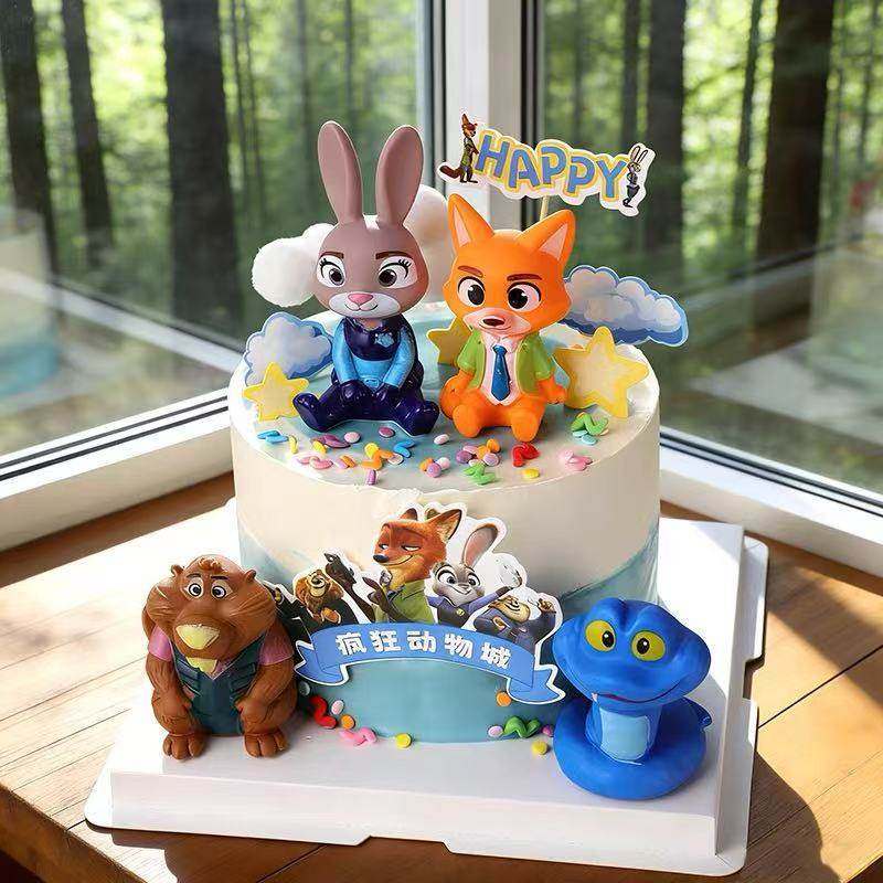 疯狂动物城蛋糕装饰摆件尼克朱迪警官狐兔儿童生日烘焙装扮插件,淘宝优惠券,粉丝福利购,淘宝优惠卷
