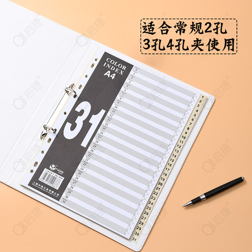 富得快A4分类纸21页活页分类索引纸索引页FD2100隔页纸1-21日分页文件夹配套指示标签人事资料档案塑料索引卡 - 图2