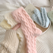 Blue Year soft glutinous such as clouds ~ coral suede thickening socks children autumn winter winter warm plush WAZI