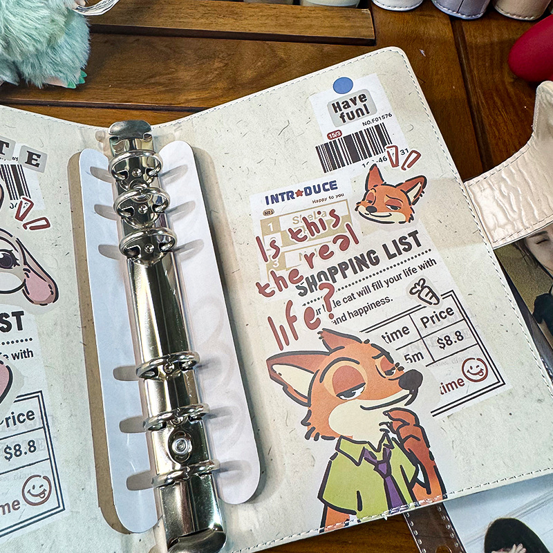 正品疯狂动物城pu皮质外壳a6活页本高颜值多功能磁吸笔记本存钱本 - 图2