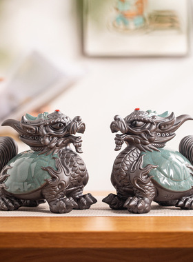 大号陶瓷龙龟摆件招财镇宅