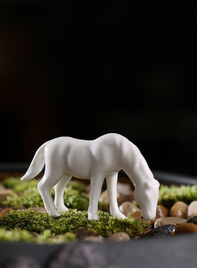 德化白瓷八骏小马陶动物花