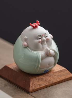 创意可爱大肚弥勒佛陶瓷摆
