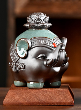 陶瓷大象摆件小号一对招财