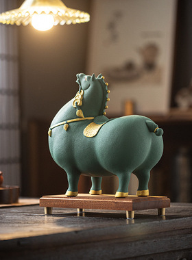 唐马摆件招财陶瓷新中式客
