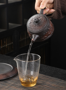 精工紫陶壶大容量搭配壶承轻奢半手工凤鸣壶西施壶陶瓷泡茶壶