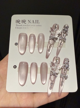 冰灵护甲 纯手工穿戴甲高级感轻奢重工新款美甲显白气质高级