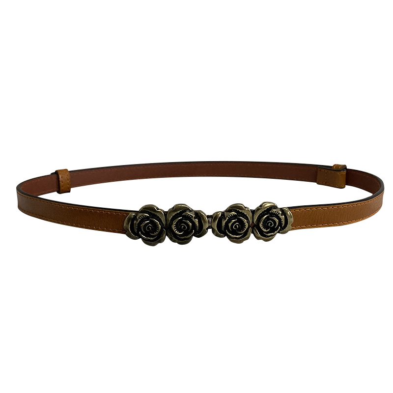 真皮腰带女装饰西装连衣裙细窄免打孔腰封复古玫瑰花毛衣百搭皮带,淘宝优惠券,粉丝福利购,淘宝优惠卷