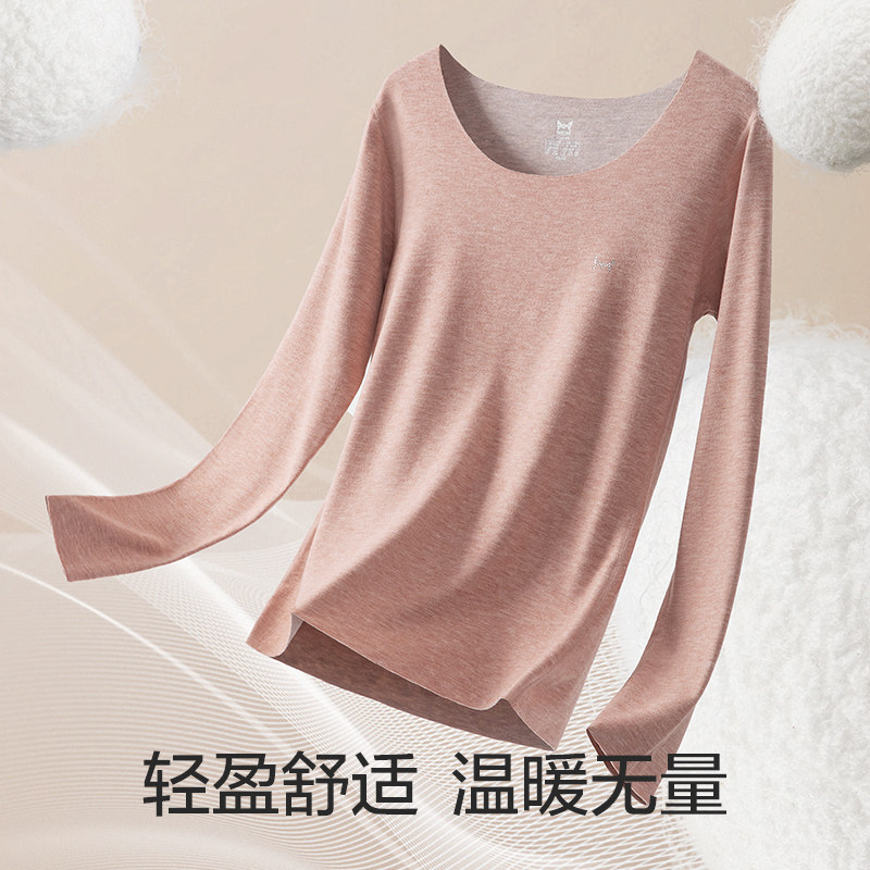 猫人80支蚕丝羊毛德绒发热保暖秋衣 猫人服饰保暖上装