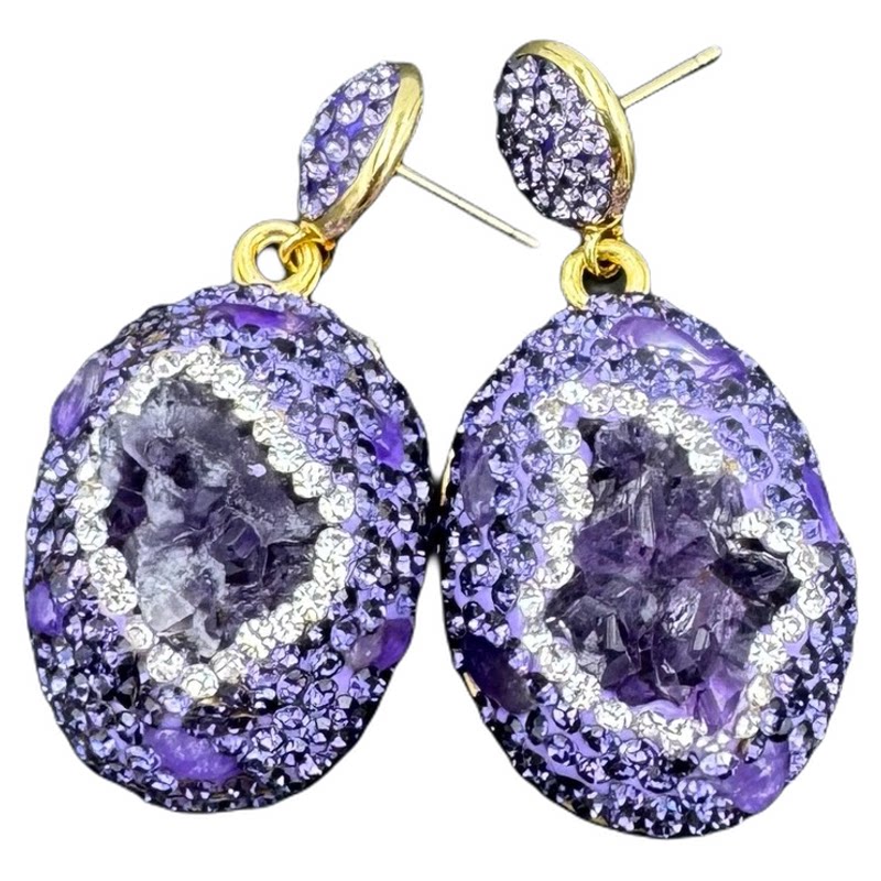 Natural amethyst cluster amethyst necklace ring earrings