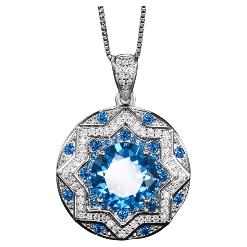Blue spinel pendant ring and earrings three-piece set
