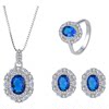 Simulated blue spindle pendant ring and earrings three-piece set