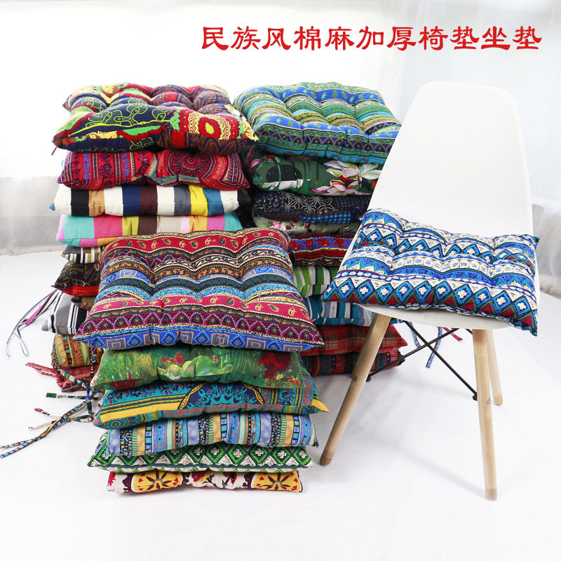 Thai ethnic style cotton and linen cushions with straps and cotton cushions