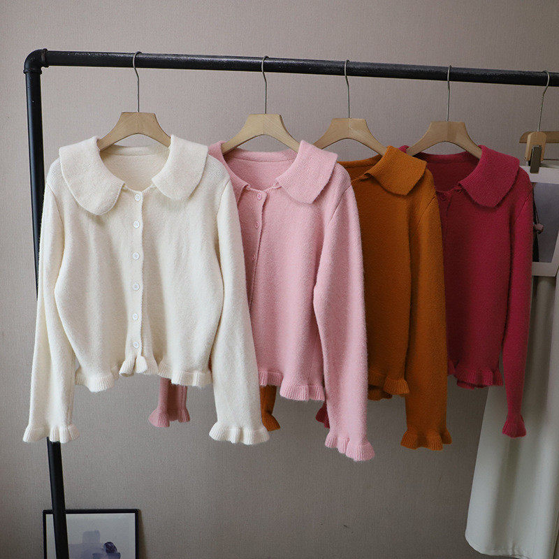 2026秋季新韩版甜美减龄娃娃领显瘦百搭开衫毛衣外套女,淘宝优惠券,粉丝福利购,淘宝优惠卷