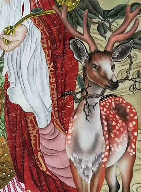 定制纯手绘老寿星画像祝寿图挂画福禄寿图中堂画国画客厅装饰画