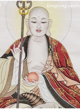 纯手绘画定制地藏王菩萨挂画佛像供奉装裱框定制包邮卡鲁依