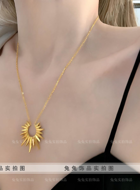 钛钢女太阳花刺芒时尚爆款项链
