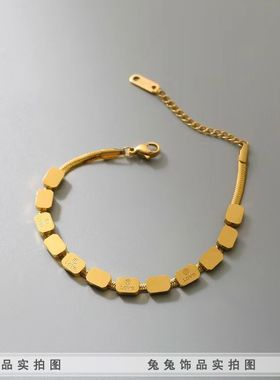 【钛钢不掉色】不褪色love多方块C家设计重工手链项链情侣装独特