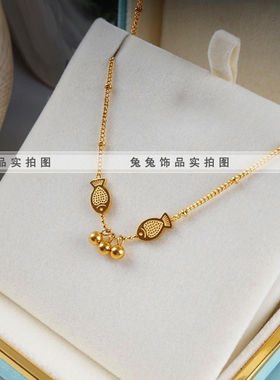 【钛钢不掉色】如鱼得水三生三世鱼生一起双鱼儿接吻鱼情侣项链