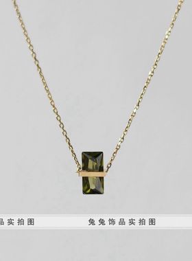 橄榄绿项链钛钢保色不过敏女款