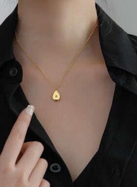 【不掉色不过敏】钛钢保色八芒星实心光面水滴方块镶钻神仙项链女