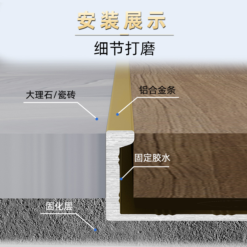 铝合金L型瓷砖收边条木地板封边条金属压条接缝条收口条装饰线条-图1