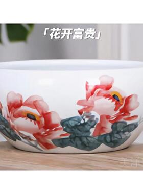 高档景德镇客陶瓷花盆景鱼缸厅摆件吸水石莲睡水盆培盆
