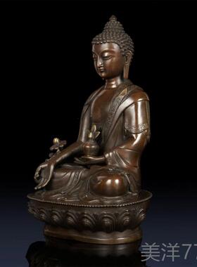 高档铜艺铺纯铜佛像摆件铜三宝佛阿释迦摩尼弥佛药师佛泊尼陀尔三