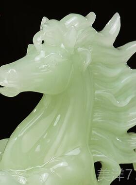 高档马上玉发财白开财菜马摆件招老板办公室装饰品领导高档店开业